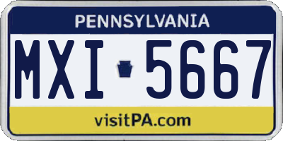 PA license plate MXI5667