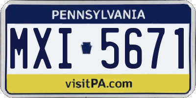PA license plate MXI5671