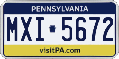 PA license plate MXI5672