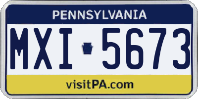 PA license plate MXI5673