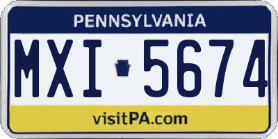 PA license plate MXI5674