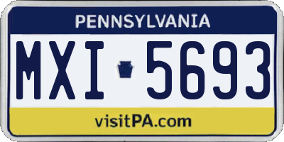 PA license plate MXI5693