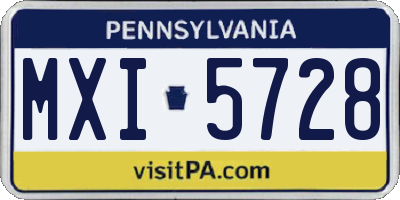 PA license plate MXI5728