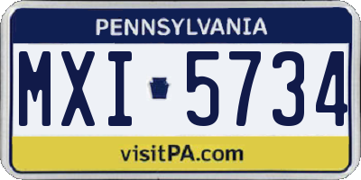 PA license plate MXI5734