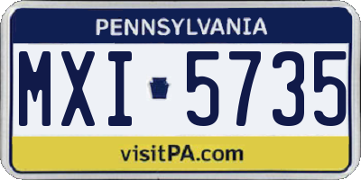 PA license plate MXI5735