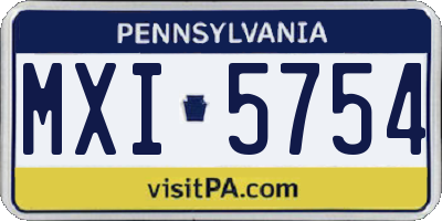 PA license plate MXI5754