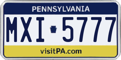 PA license plate MXI5777