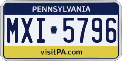 PA license plate MXI5796