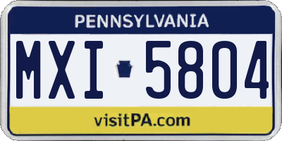 PA license plate MXI5804