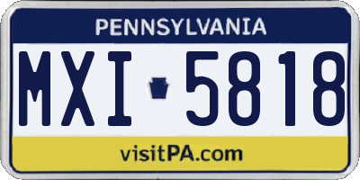PA license plate MXI5818