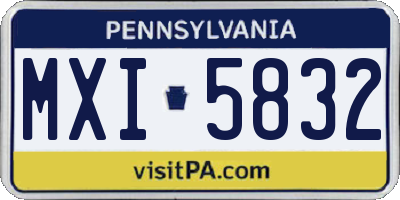PA license plate MXI5832