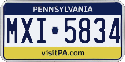 PA license plate MXI5834