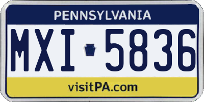 PA license plate MXI5836