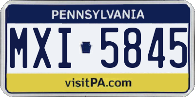 PA license plate MXI5845
