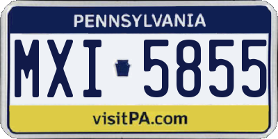 PA license plate MXI5855