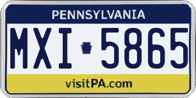 PA license plate MXI5865