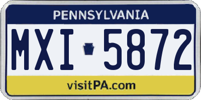 PA license plate MXI5872