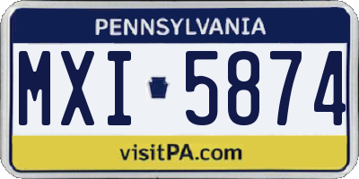 PA license plate MXI5874