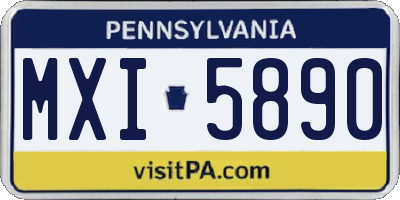 PA license plate MXI5890