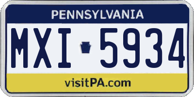 PA license plate MXI5934