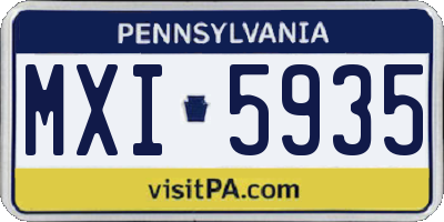 PA license plate MXI5935