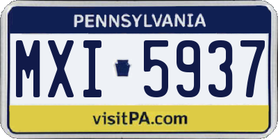 PA license plate MXI5937