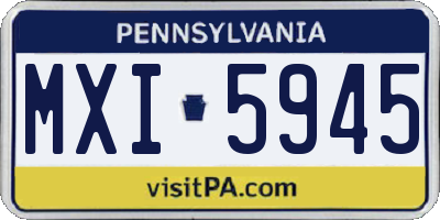 PA license plate MXI5945