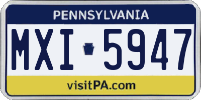 PA license plate MXI5947