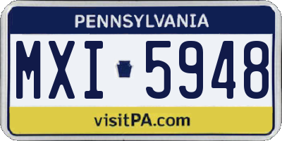 PA license plate MXI5948
