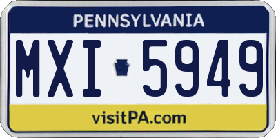 PA license plate MXI5949