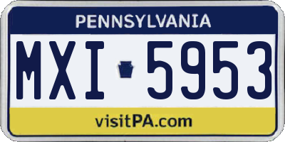 PA license plate MXI5953