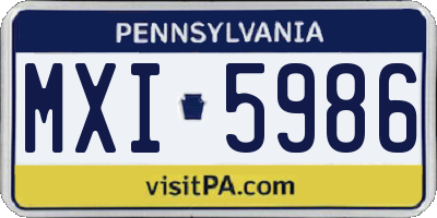PA license plate MXI5986