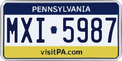 PA license plate MXI5987