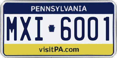 PA license plate MXI6001
