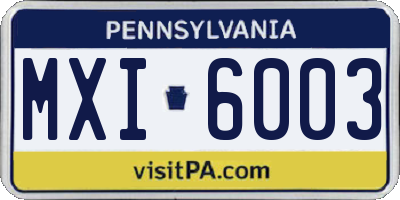 PA license plate MXI6003