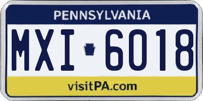 PA license plate MXI6018