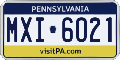 PA license plate MXI6021