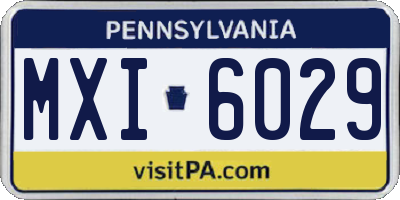 PA license plate MXI6029