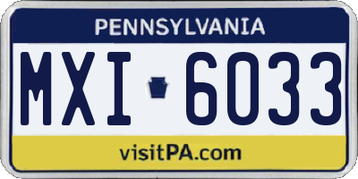 PA license plate MXI6033