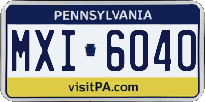 PA license plate MXI6040
