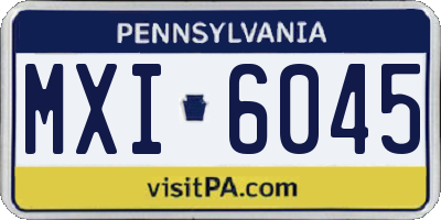 PA license plate MXI6045