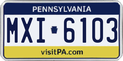 PA license plate MXI6103