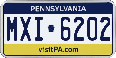 PA license plate MXI6202