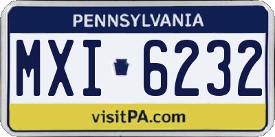 PA license plate MXI6232