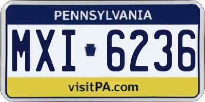 PA license plate MXI6236