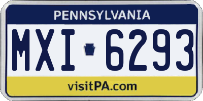 PA license plate MXI6293