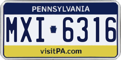 PA license plate MXI6316