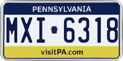 PA license plate MXI6318