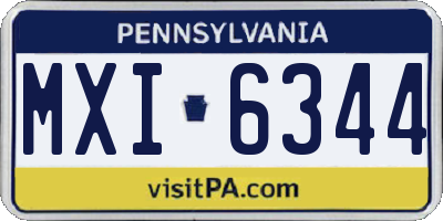 PA license plate MXI6344