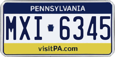 PA license plate MXI6345